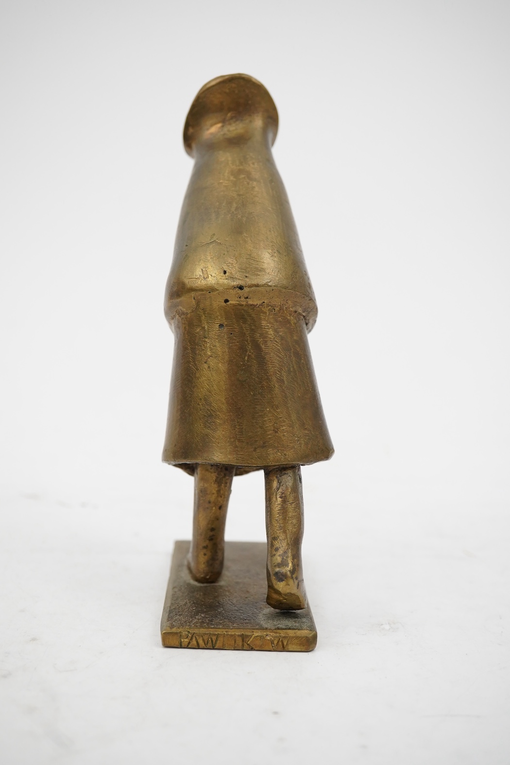 Wladislaw Franek Pawlik (b.1940), Woman walking, bronze, 16.5cm high, 10cm deep